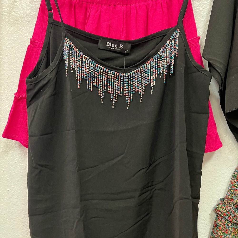 Black or Hot Pink Rhinestone Camis